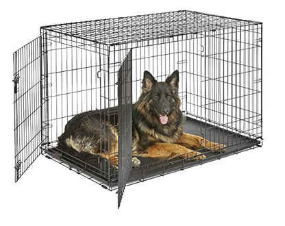 Midwest Homes for Pets 48-Inch New World Crate for Extra-Large Breeds, 90-110 lbs, Double Door Folding Dog Crate, Leak-Proof Tray & Secure Latches, Portable, Durable & Easy to Assemble - size: 48.0"L x 30.0"W x 33.0"H