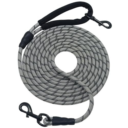 Long Dog Leash, 10/15/20/30/50FT Dog Training Leash with Soft Handle, Reflective Heavy Duty Rope Dog Lead for Medium Large Dogs Outside Play, Camping (3/8" x 15ft, Black) - color: Black, size: 15ft x 3/8inch