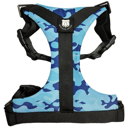 No-Pull Harness for English & French Bulldogs - Adjustable Wide-Chest Fit, Reflective Vest with Control Handle (Bully Blue Camo, XL) - color: Bully Blue Camo, size: XL