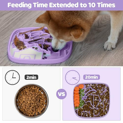 Puzzle Feeder Snuffle Mat and Lick Mat for Dogs,Texas Textured Slow Feeder, 0.75 Inch Thin Silicone Mat Holds 3 Cups, Dishwasher and Microwave Safe, Purple - color: Purple