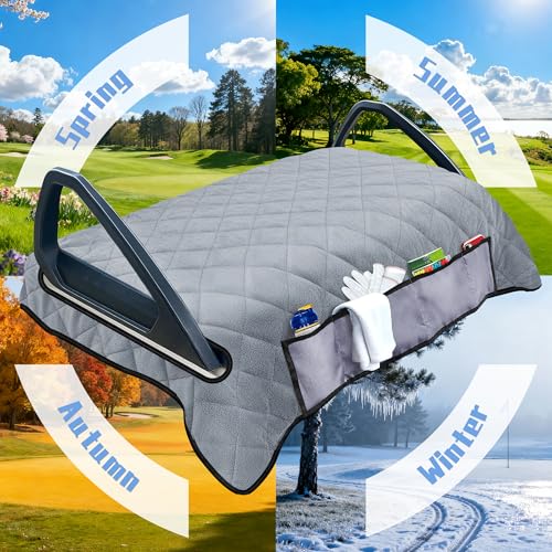Golf Cart Seat Covers with 4 Front Pockets, Thick Seat Towel Blanket with Non-Slip Backing, Fits EZGO, Club Car, Yamaha and More 2 & 4 Passenger Golf Carts, Gray - color: Gray