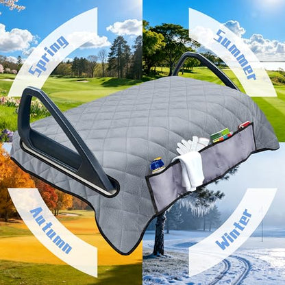 Golf Cart Seat Covers with 4 Front Pockets, Thick Seat Towel Blanket with Non-Slip Backing, Fits EZGO, Club Car, Yamaha and More 2 & 4 Passenger Golf Carts, Gray - color: Gray