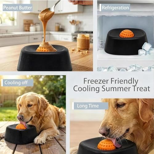 Slow Feeder Dog Bowls for Liquid Treat，Lick Sphere Bowl with Rolling Balls for Bone Broth & Yogurt, Non-Slip Interactive Slow Eating Toy, Small Medium Large Breeds (Blue-1PC) - color: Blue-1PC