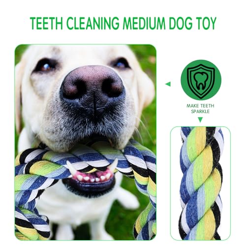 12 Pack Dogs Rope Toys for Large/Medium/Small Aggressive Chewers, Tough Cotton Dental Rope Toys Kit, Heavy Duty Dog Tug of War Toy for Chewing, Playing, Teething, Teeth Cleaning, Tossing and Catching - size: 12pc