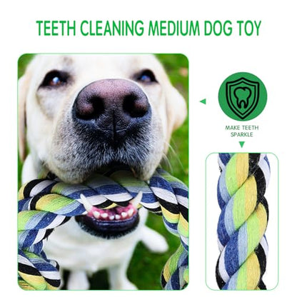 12 Pack Dogs Rope Toys for Large/Medium/Small Aggressive Chewers, Tough Cotton Dental Rope Toys Kit, Heavy Duty Dog Tug of War Toy for Chewing, Playing, Teething, Teeth Cleaning, Tossing and Catching - size: 12pc