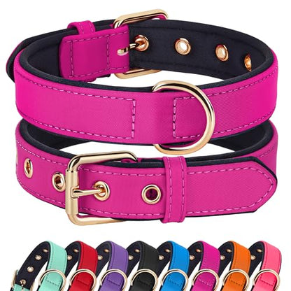 Didog Soft Padded Dog Collar for Large Dogs, Lightweight and Breathable Dog Collar with Metal Buckle, Rose Purple, XL - color: Rose Purple, size: XL: Fit 17-23" Neck