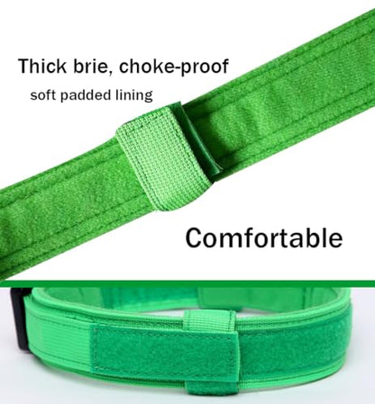 Tactical Dog Collar - Military Dog Collar - Adjustable Nylon - Heavy Duty Metal Buckle with Handle - Bright Green, Small - color: Bright Green, size: Small (Pack of 1)
