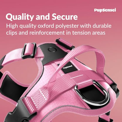 No Pull Dog Harness - Durable Polyester Puppy Harness with Front Anti-Pull Loop, Reflective Strips, and Quick-Release Clips for Small, Medium, and Large Dogs (Light Pink, Extra Large) - color: Light Pink, size: Extra Large