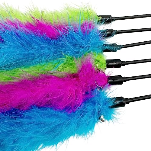 Cat Wand Feather Toys, 6 Pieces Interactive Cat Feathers Teaser Toy for Indoor Cats Play - color: 6PCS Cat Wand Toys