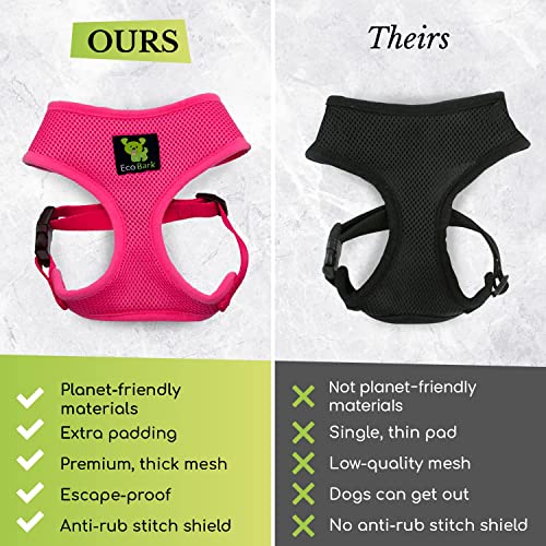 EcoBark Dog Harness - Eco-Friendly Soft Over the Head Harness Vest - Toy Breed Dog Harness - Small Mesh Vest for Puppies & Little Dogs (Small, Pink) - color: Pink