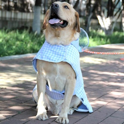 Dog Raincoat Reversible,Waterproof Dog Rain Coat Hooded Slicker Poncho with Reflective Strip, Plaid Double Layer Rain Jacket for Small Medium Large Dogs (Light Blue, Large(22-37lb)) - color: Light Blue, size: Large(22-37lb)
