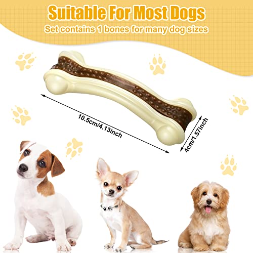 Sosation Bones Shaped Dog Toys for Aggressive Chewers, 2 Pack Christmas Dog Chew Toys Puppy Teething Nylon Beef Flavor for Large/Medium/Small Puppies Breeds(Curved Bone,Small) - size: Small, style: Curved Bone