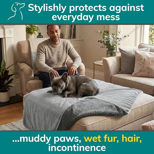 Waterproof Dog Blanket Washable – Leakproof Medium Dog Blanket for Crate, Chair & Travel, Reversible - Gray Microfiber & Gray Sherpa Fleece, 30x40 Inches. - color: Gray Microfiber/Gray Sherpa, size: Medium (30” x 40”)