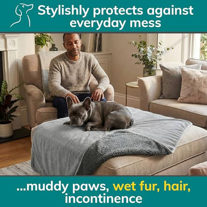 Waterproof Dog Blanket Washable – Leakproof Medium Dog Blanket for Crate, Chair & Travel, Reversible - Gray Microfiber & Gray Sherpa Fleece, 30x40 Inches. - color: Gray Microfiber/Gray Sherpa, size: Medium (30” x 40”)