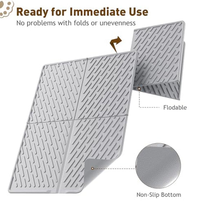 Cat Litter Mat with Grooves & Raised Edge, Urineproof/Waterproof, Litter Scattering Control, Easy to Clean (31 * 24in-Grey-2 Pack) - size: 31 * 24in-grey-2 Pack