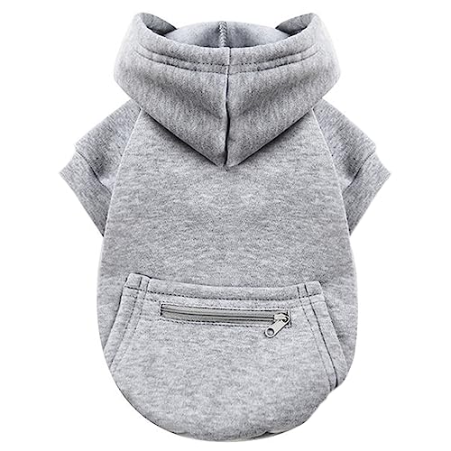 Jecikelon Pet Dog Cold Weather Coat with Pocket Winter Dog Hoodie Warm Puppy Clothes for Small Dogs Chihuahua Clothing (Small, Y02-Grey) - color: Y02-Grey, size: Small