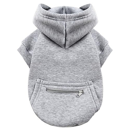 Jecikelon Pet Dog Cold Weather Coat with Pocket Winter Dog Hoodie Warm Puppy Clothes for Small Dogs Chihuahua Clothing (Small, Y02-Grey) - color: Y02-Grey, size: Small
