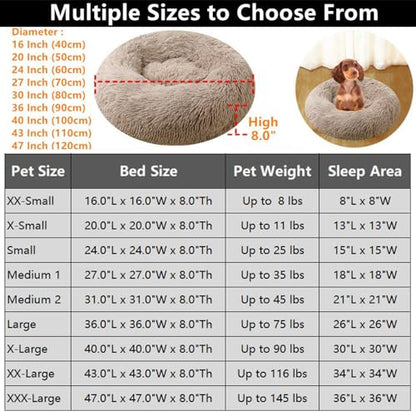 Dog Bed & Cat Bed for Small Medium Dogs, 27 Inch Calming Dogs Bed Anti-Anxiety Machine Washable Fluffy Luxury Anti-Slip Waterproof Pet Puppy Round Bed (Bright Pink) - color: Bright Pink, size: 27.0"L x 27.0"W x 8.0"Th /Round 70cm