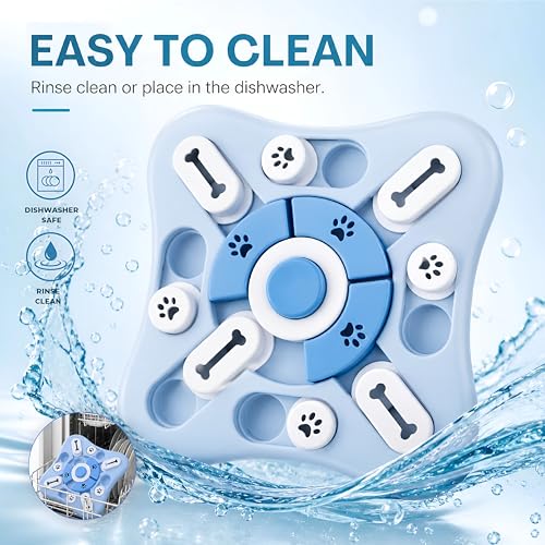 Dog Puzzle Toy Slow Feeder Bowl, Interactive Pet Feeder Toy, Treat Dispensing Puzzle Game for IQ Training, Treat Hiding, Foraging Play, Enrichment Toy for Small Medium Large Dogs & Cats