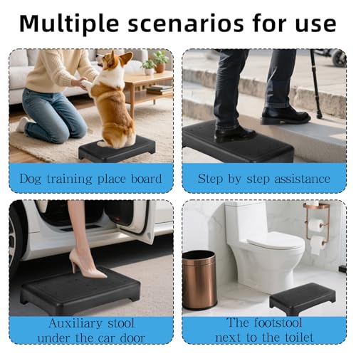 Dog Training Place Board with Whistle, Non-Slip Portable Dog Platform for Agility, Puppy Training Equipment for Small Medium Dogs 17.3"x13.4"x3.8" (Black)