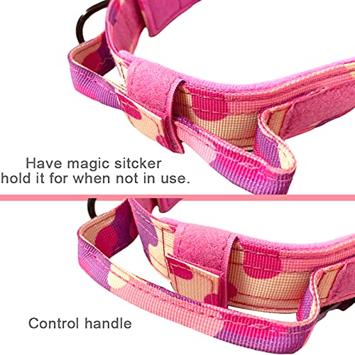 Tactical Dog Collar Adjustable Military Nylon Dog Collar with Control Handle and Heavy Duty Metal Buckle for Medium and Large Dogs (Pink Camo,S) - color: Pink Camo, size: Small (Pack of 1)