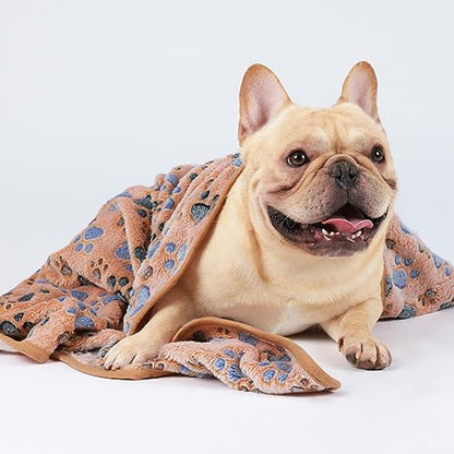 1 Pack 3 Blankets Super Soft Fluffy Premium Fleece Pet Blanket Flannel Throw for Dog Puppy Cat Paw Brown Large(41x31 inch) - color: Brown Paw, size: 41x31 inch (Pack of 3)