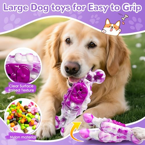 Large Indestructible Dog Toys: Dog Chew Toys for Aggressive Chewers to Keep Them Busy&Reduce Boredom and Anxiety - color: Dark purple