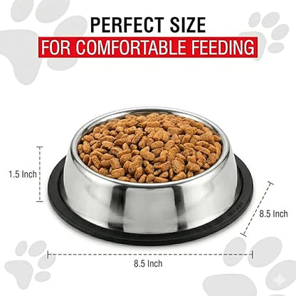 Loving Pets Stainless Steel Non-Tip Dog Bowl – Heavy Duty No Spill Dog Bowl with Removable Rubber Base – Durable, Non-Skid Stainless Steel Dog Food Bowl & Dog Water - size: 16 Ounce