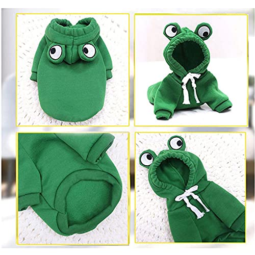 Dog Hoodie Basic Sweater Coat Cute - Frog Shape Warm Jacket Pet Cold Weather Clothes Outfit Outerwear for Cats Puppy Small Medium Dogs (XXL) - color: Green Frog, size: XX-Large