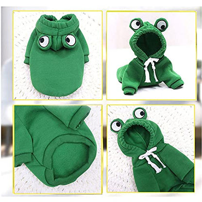 Dog Hoodie Basic Sweater Coat Cute - Frog Shape Warm Jacket Pet Cold Weather Clothes Outfit Outerwear for Cats Puppy Small Medium Dogs (XXL) - color: Green Frog, size: XX-Large