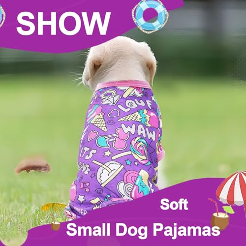 Dog Pajamas Summer Cute Dog Clothes Boy Girl Dog Pjs Soft Stretchy Doggie Puppy Clothes Cat Pet Jammies Outfit (Purple, XX-Large) - color: Purple, size: XX-Large