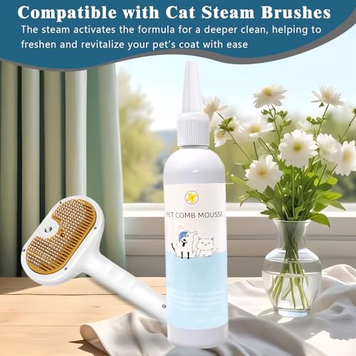 Pet Steam Brush for Dog & Cat – 3-in-1 Spray Hair Removal for Grooming, Softens Fur & Reduces Static 1*Shampoo(Steam Brush not Included) - size: 7.8″-200ML