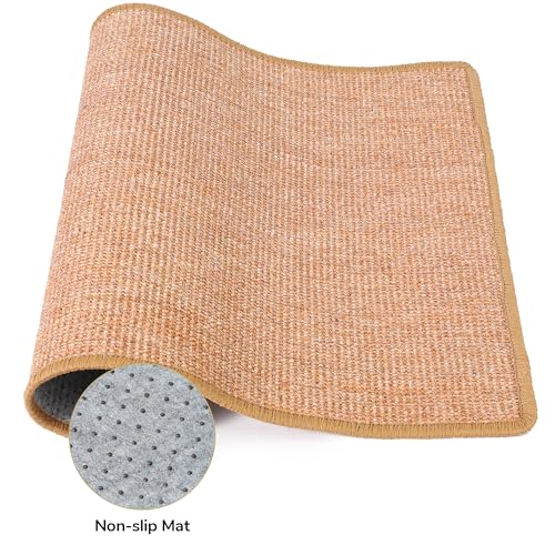 FUKUMARU Cat Scratcher Mat, 23.6 X 31.5 Inch Natural Sisal Cat Scratch Mats, Horizontal Cat Floor Scratching Pad Rug, Protect Carpets and Sofas Brown - color: Brown-23.6 x 31.5 Inch