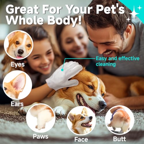 Pet Glove Wipes for Dogs and Cats [Individually Wrapped][Hypoallergenic Cleaning & Deodorising] Glove Bathing Wipes Moisture-rich Thickened Gloves for Daily Care, Traveling, Rinse Free Grooming Wipes - size: 12 pcs
