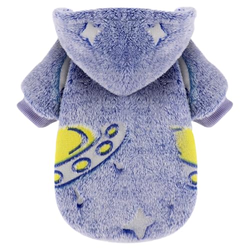 Dog Sweater for Small Dogs Girl Boy, Fleece Dog Hoodie Clothes, Night Glow Puppy Sweater, Soft Warm Extra Small Doggie Sweatshirt, Fall Winter Doggy Clothes Pet Outfits for Chihuahua Yorkie, Blue,XXS - color: Blue, size: XX-Small (Chest 11in )