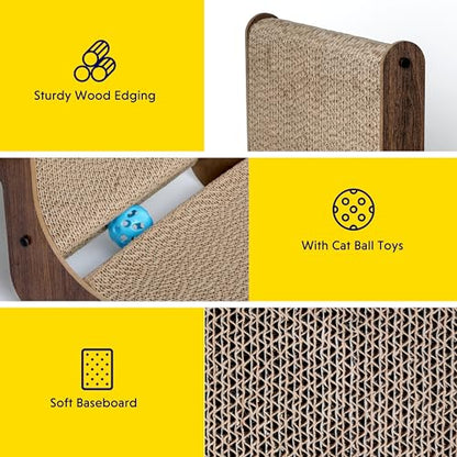 Cat Scratcher with Cat Toys Ball Track, Build-in Ball, L-Shaped Scratcher, Cardboard Lounge Bed, Stable and Durable, Furniture Protector, Reversible - color: L-Shape