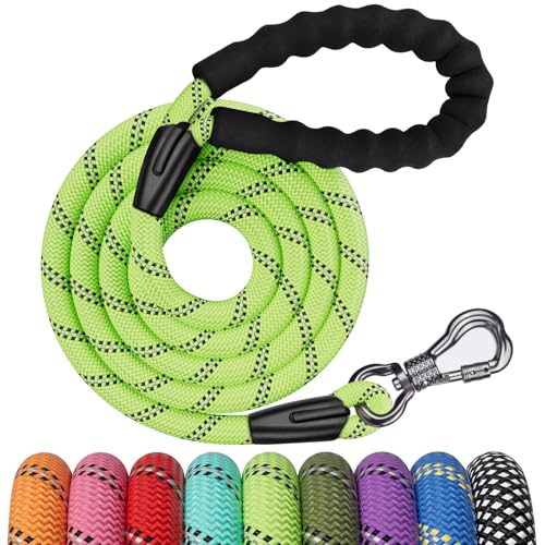 NTR 8FT Heavy Duty Dog Leash, Teal Rope Dog Leashes with Swivel Lockable Hook and Comfortable Padded Handle, Cat Puppy Leash Lead for Small Medium Large Dogs Training, Playing, Camping,or Backyard - color: Green, size: 8ft*1/2"