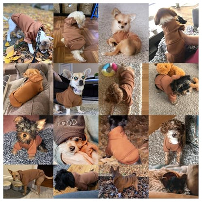Jecikelon Winter Dog Hoodie Sweatshirts with Pockets Warm Dog Clothes for Small Dogs Chihuahua Coat Clothing Puppy Cat Custume (Coffee, XX-Small) - color: Coffee, size: XX-Small