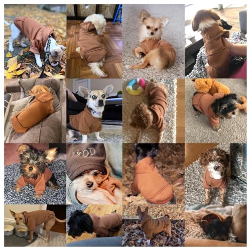 Jecikelon Winter Dog Hoodie Sweatshirts with Pockets Warm Dog Clothes for Small Dogs Chihuahua Coat Clothing Puppy Cat Custume (Coffee, X-Small) - color: Coffee, size: X-Small
