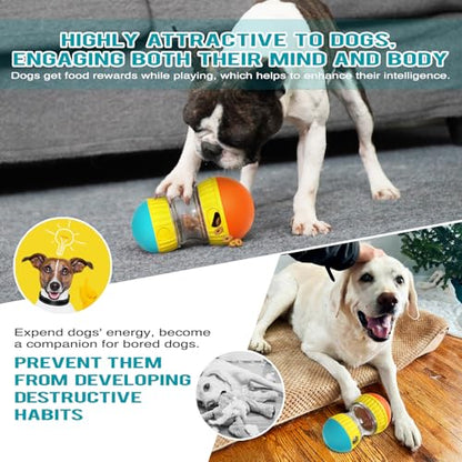 BSISUERM Dog Treat Dispensing Puzzle Toy Adjustable Food Dispenser Slow Feeder Puppy Enrichment Rolling Ball Pet Interactive Chase Toys Stimulating Game for Small Medium Dogs Gift to Keep Them Busy - color: Orange