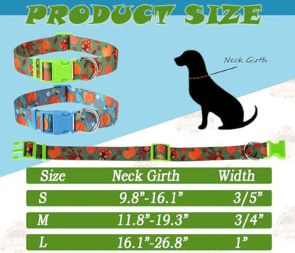 BoomBone Thanksgiving Dog Collar for Medium Dogs, Quick Release Fall Dog Collar - color: Thanksgiving, size: M