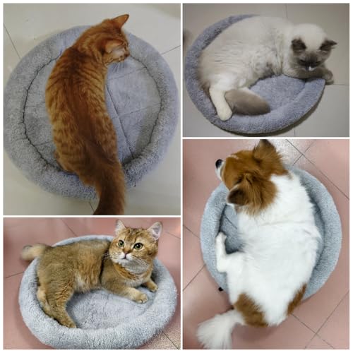 Round Cat Bed Washable Cat Donut Bed with Non-Slip Bottom Comfortable Soft Pet Bed for Cats and Small Dog/Gray （Diameter: 19.5"） - size: Diameter: 19.5"