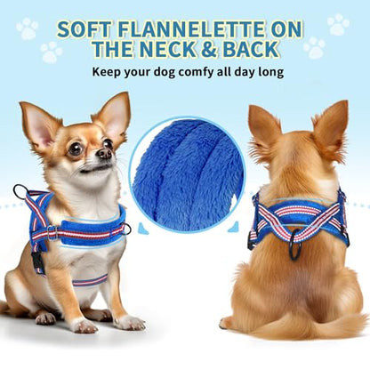 SlowTon No Pull Small Dog Harness and Leash Set, Puppy Soft Vest Harness Neck & Chest Adjustable, Reflective Lightweight Harness & Anti-Twist Pet Lead Combo for Small Medium Dogs (DB-Front Clip, S) - color: B-Dark Blue - With Front Clip, size: Small