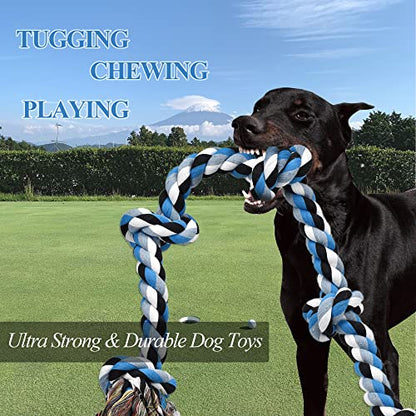 LECHONG Dog Toys for Aggressive Chewers Tough Rope Chew Toys for Large and Medium Dog 3 Feet 5 Knots Indestructible Cotton Rope for Large Breed Dog Tug of War Dog Toy Teeth Cleaning - size: 1pack