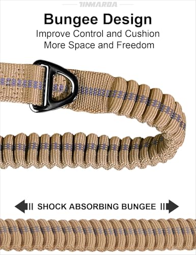 TINMARDA Dog Leashes for Medium Large Dogs Heavy Duty, 4-6FT Shock Absorbing No Pull Dog Leash with Advanced Easy Metal Clip, 2 Comfortable Padded Handles (Coyote Brown) - color: Coyote Brown