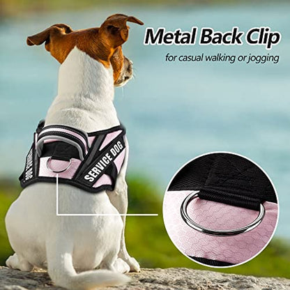Dog Vest Harness and Patches Set, Animire in Training Service Dog Harness with 10 Dog Patches, Reflective Dog Vest with Handle for Small, Medium, Large, and Extra-Large Dogs - color: Pink, size: LARGE (Chest:26.5-36 Inch)
