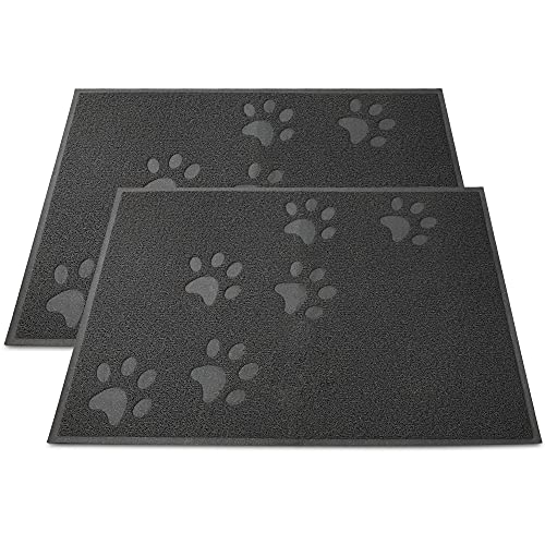 Andalus Small Cat Litter Mat, Pack of 2 - Waterproof, Non-Slip & Easy to Clean Cat Litter Box Mat for Extra Efficient Pet Litter-Trapping, Grey (15.75” X 11.75”) - color: Grey