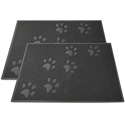 Andalus Small Cat Litter Mat, Pack of 2 - Waterproof, Non-Slip & Easy to Clean Cat Litter Box Mat for Extra Efficient Pet Litter-Trapping, Grey (15.75” X 11.75”) - color: Grey
