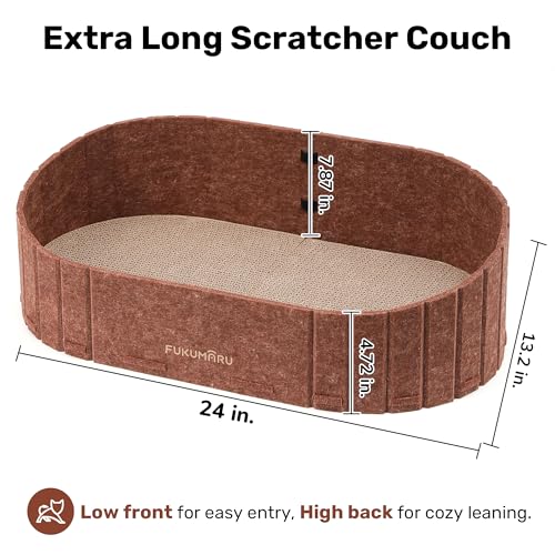 FUKUMARU Cat Scratcher, 24 Inch Sofa Shape Cat Scratching Bed, Reversible Detachable Cats Scratching Board, Round Cats Scratch Pads Refill Indoor, Caramel - color: Caramel