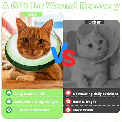 Cat Cone Collar Soft, Adjustable Cat Recovery Cone to Stop Licking, Cute Kitten Donut Collar After Surgery, Elizabethan Collars for Kittens, Lightweight Cats Neck Cones (Cucumber, Medium) - color: Cucumber, size: Medium